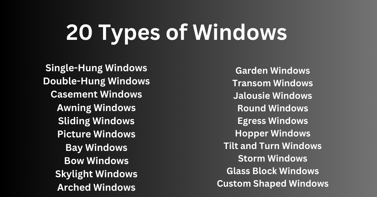 20 Types of Windows An Informative Guide